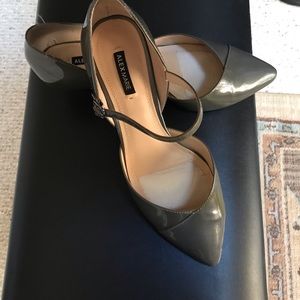 ALEX MARIE Kitten Heel Strap Gray Patent Leather